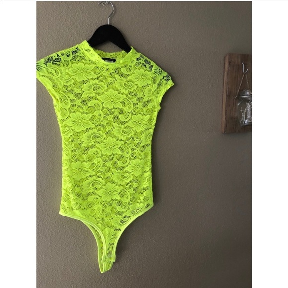 Neon green lace bodysuit - Picture 2 of 2
